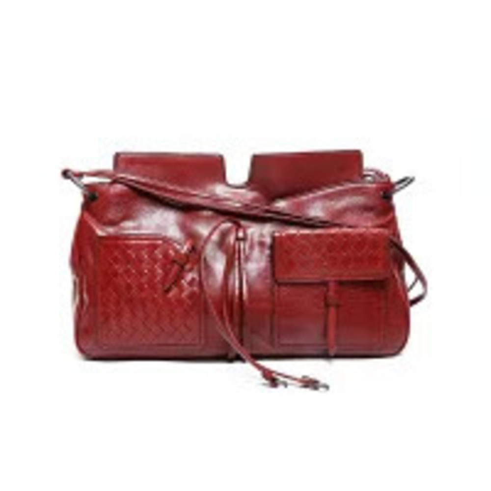 Bottega Veneta Intrecciato Shoulder Bag Red